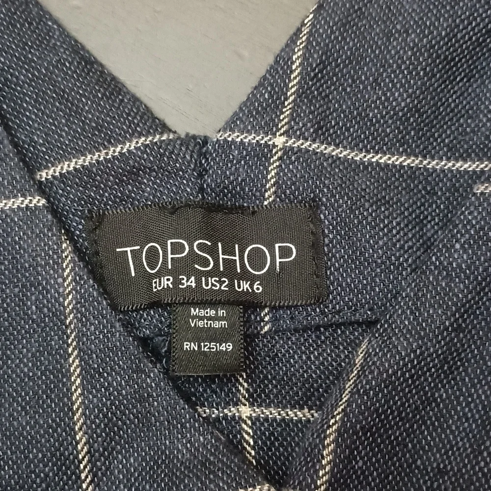Topshop Romper Linen/Cotton Check Button